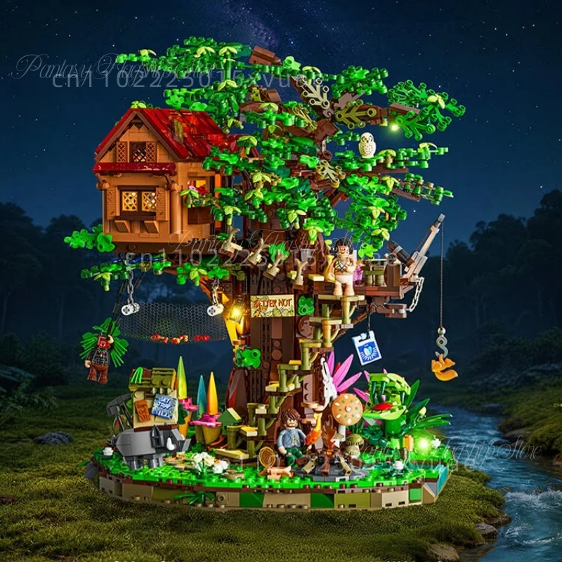 Retro House Series Building Blocks Explorer Treehouse Assembly Architectural Model Toy Street Scene Collection Decoration Gifts