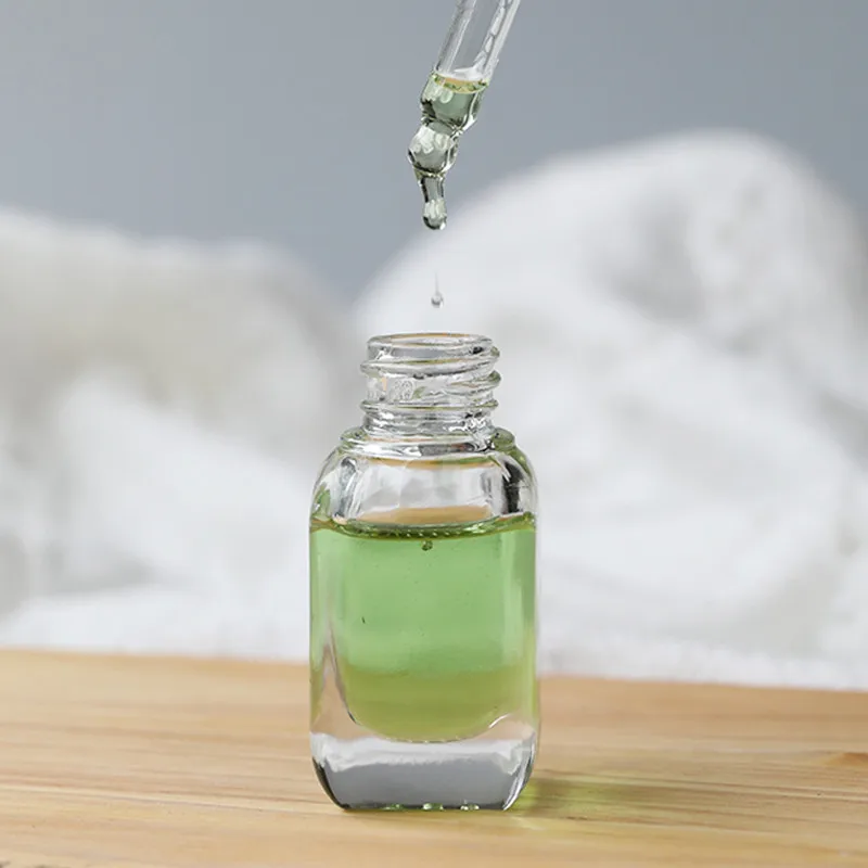 10/15pcs 10ml 30ml garrafas conta-gotas de vidro transparente/rosa com tampa de bambu garrafas vazias de óleo essencial com pipetas de vidro