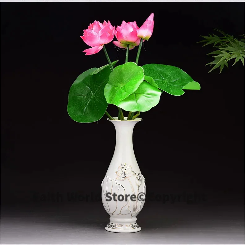 2PCS Wholesale Buddism Taoism supply Buddha Guanyin PU SA God altar accessories godness Guanyin bottle Simulation lotus flower