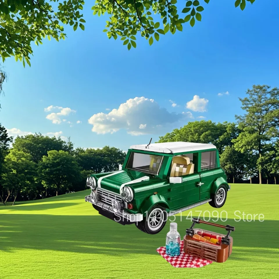 

Новая классическая модель автомобиля Cooper, строительные блоки, детский кемпер, вечеринка, креативные развивающие игрушки «сделай сам», для детей, рождественский день рождения