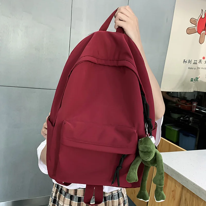 HOCODO Simple Female Backpack Women Canval School Bag For Teenage Girl Casual Shoulder Bag Solid Color Rucksack Quality Travel