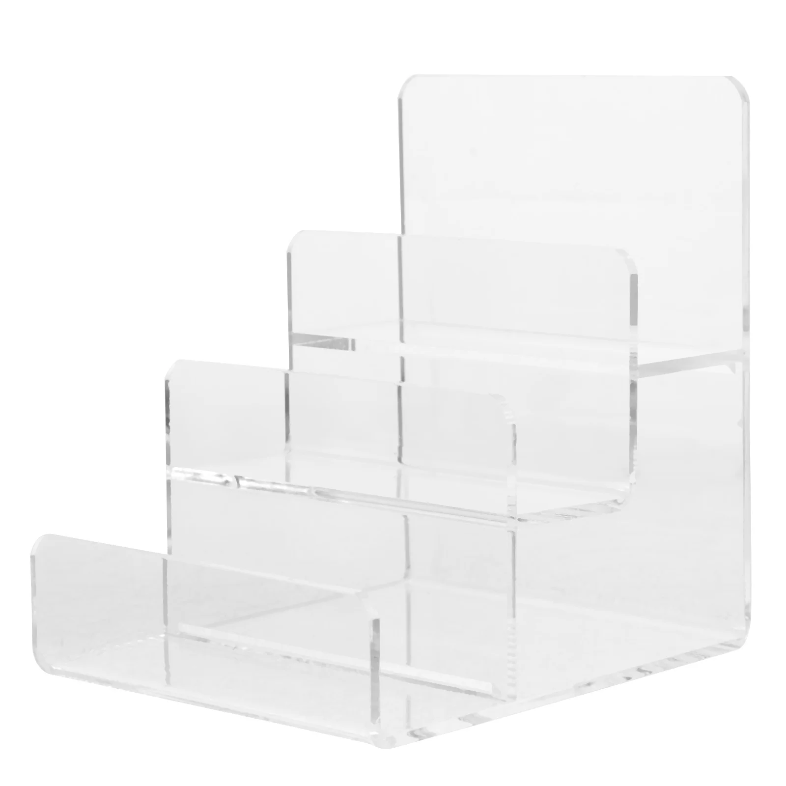 

Multi Tier Acrylic Storage Rack 3 Level Clear Display Stand for Wallet Jewelry Sunglasses Makeup Perfume Collection Organizer