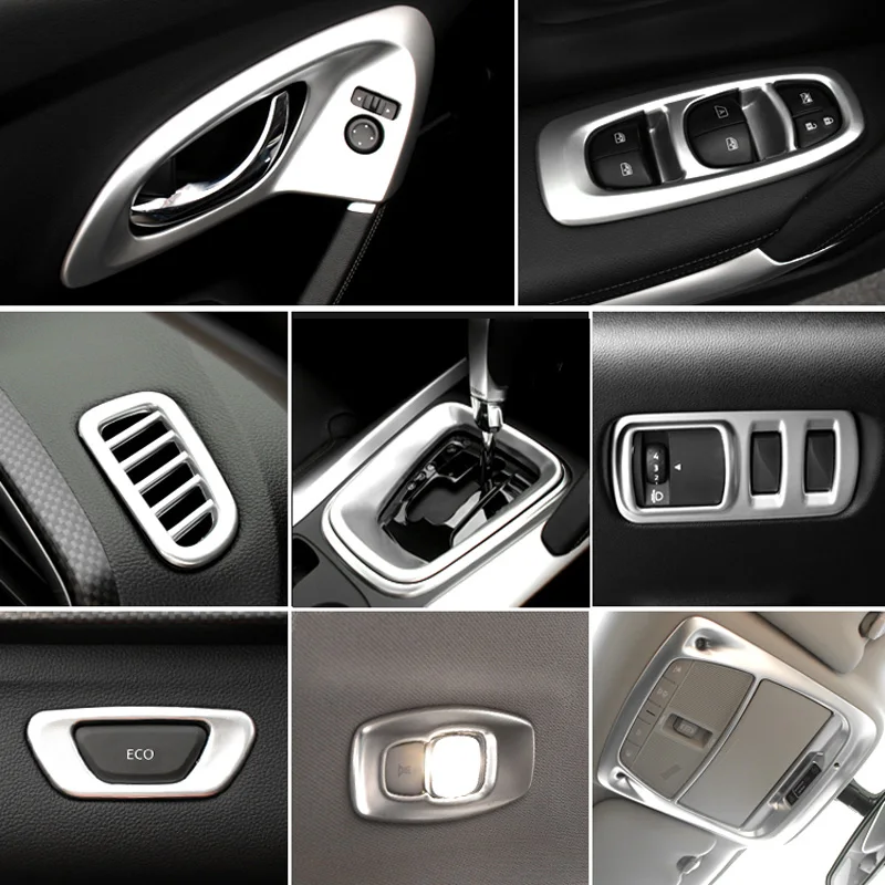 

Silver Items for Renault KADJAR 2017-2019 Interior Kit Air Outlet Handle Gear Panel Decorative Cover