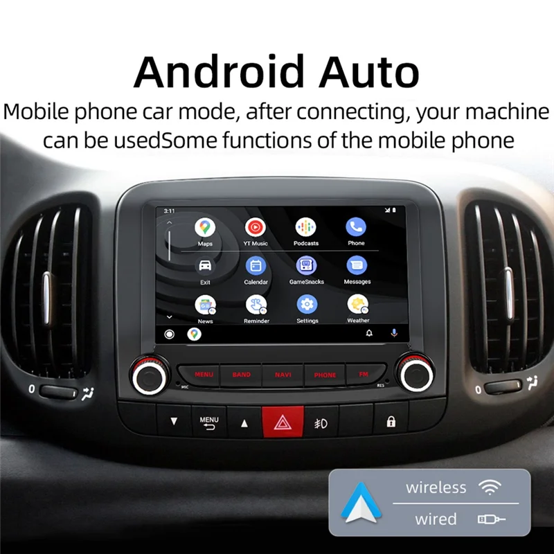 Classy-Car 2+64G MP5 Player Bluetooth Portable Screen Navigation Display Wireless Carplay Android Auto For Fiat 500L 2013-2019