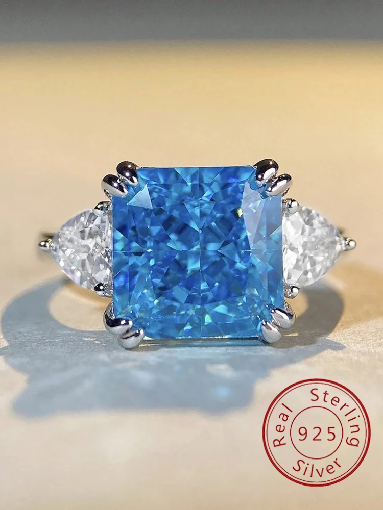 Ring aus 925er-Sterlingsilber, bunter Zuckerwürfel-Dreieck-Zirkonia-Ring für Damen, täglicher Jahrestag, luxuriös, hochwertiger edler Schmuck