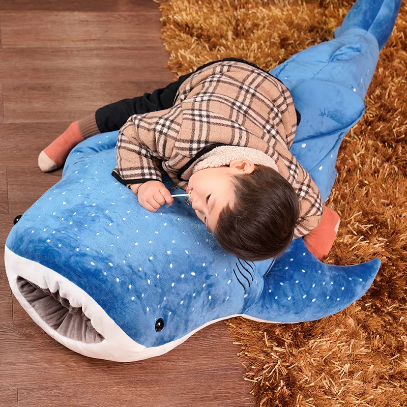 50-150cm New Blue Shark Plush Toys Big Fish Cloth Doll Whale Stuffed Plush Sea Animals Cushion Children Kids Birthday Gift