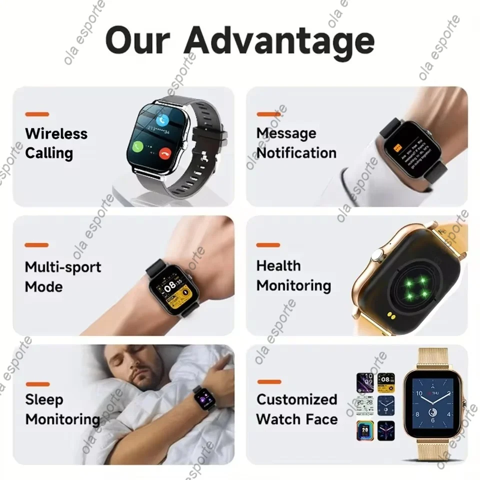 2024 Men Smart Watch Women Custom Dial Smartwatch For Men Android IOS Waterproof Bluetooth Watches Full Touch Bracelet Clock Man