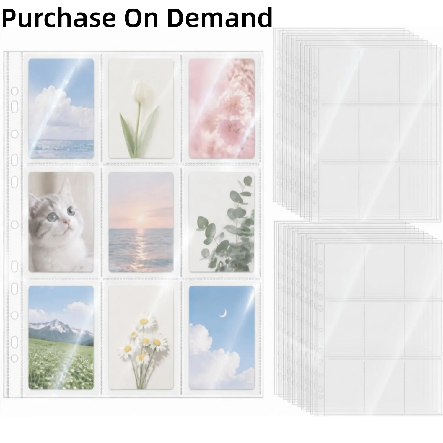 100PCS 1/2/3/4/9Pocket A4 Binder Album Pages 11 Hole Document Tight Polypropylene Film for Sport Cards Baseball Cards Game Cards