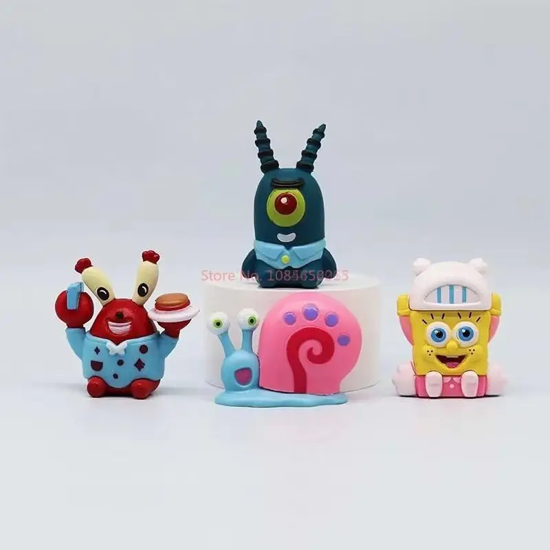 6pcs/set 5.6CM Spongebob Action Figures Cartoon Movie Mini Dolls Children Birthday Gifts Set