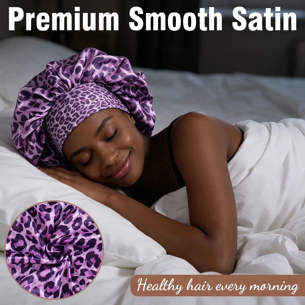 Women'S Leopard Print Sleep Caps, Soft Breathable Night Bonnets for Women, Lightweight for Home Comfort, Travel & Outdoor Use