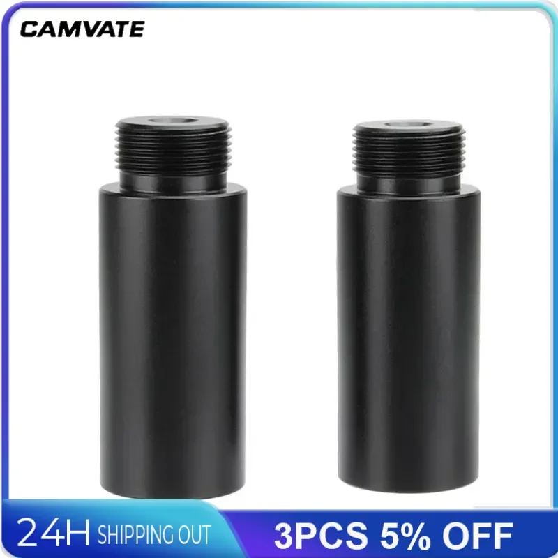 CAMVATE 2 قطعة الألومنيوم مايكرو رود 20 مللي متر 2 "طويل كاميرا قضيب مع 5/8"-27 أنثى إلى 5/8 "-27 ذكر ميكروفون مسمار ملولب محول
