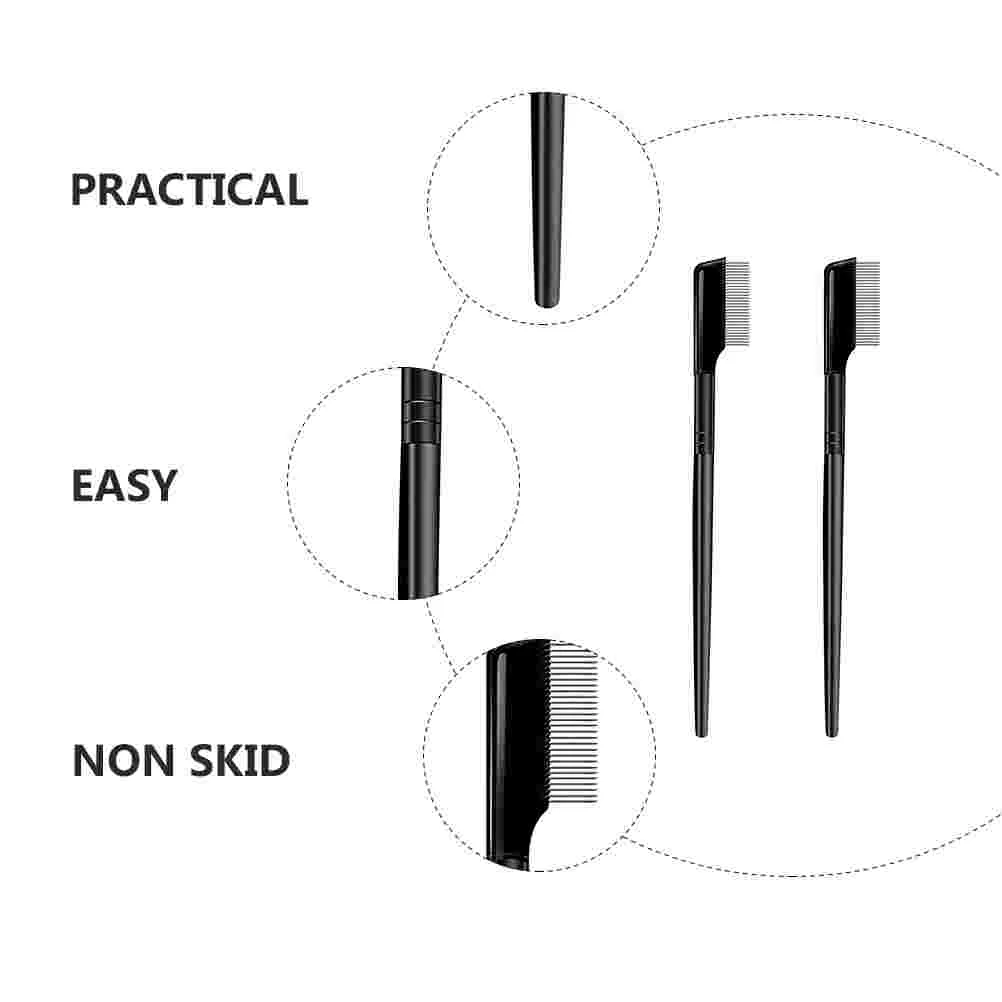 アイブロウコーム,耐久性,まつげグルーミングツール,ポータブル,スチール,マスカラセパレーター,メイクアップブラシ,2個