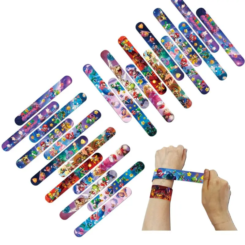 

Super Mario PVC Slap Bracelets Kids Party Favors Educational Reward Decorative Wristband Strap Gifts