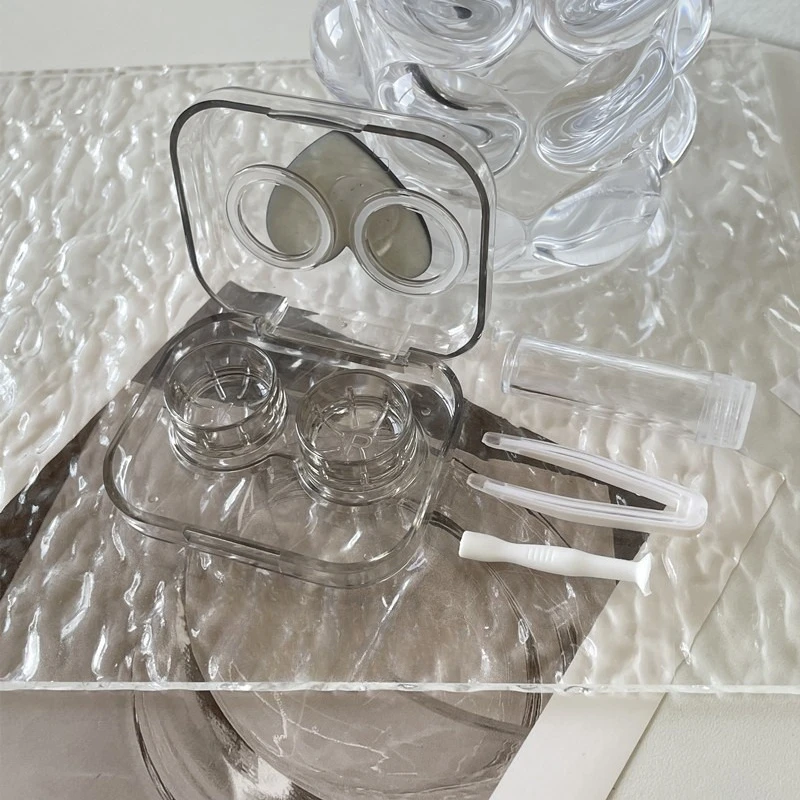 

Contact Lens Cases Pink Transparent Love Bow Contact Lens Case Girl Portable Beauty Pupil Storage Box Travel Eye Care Container