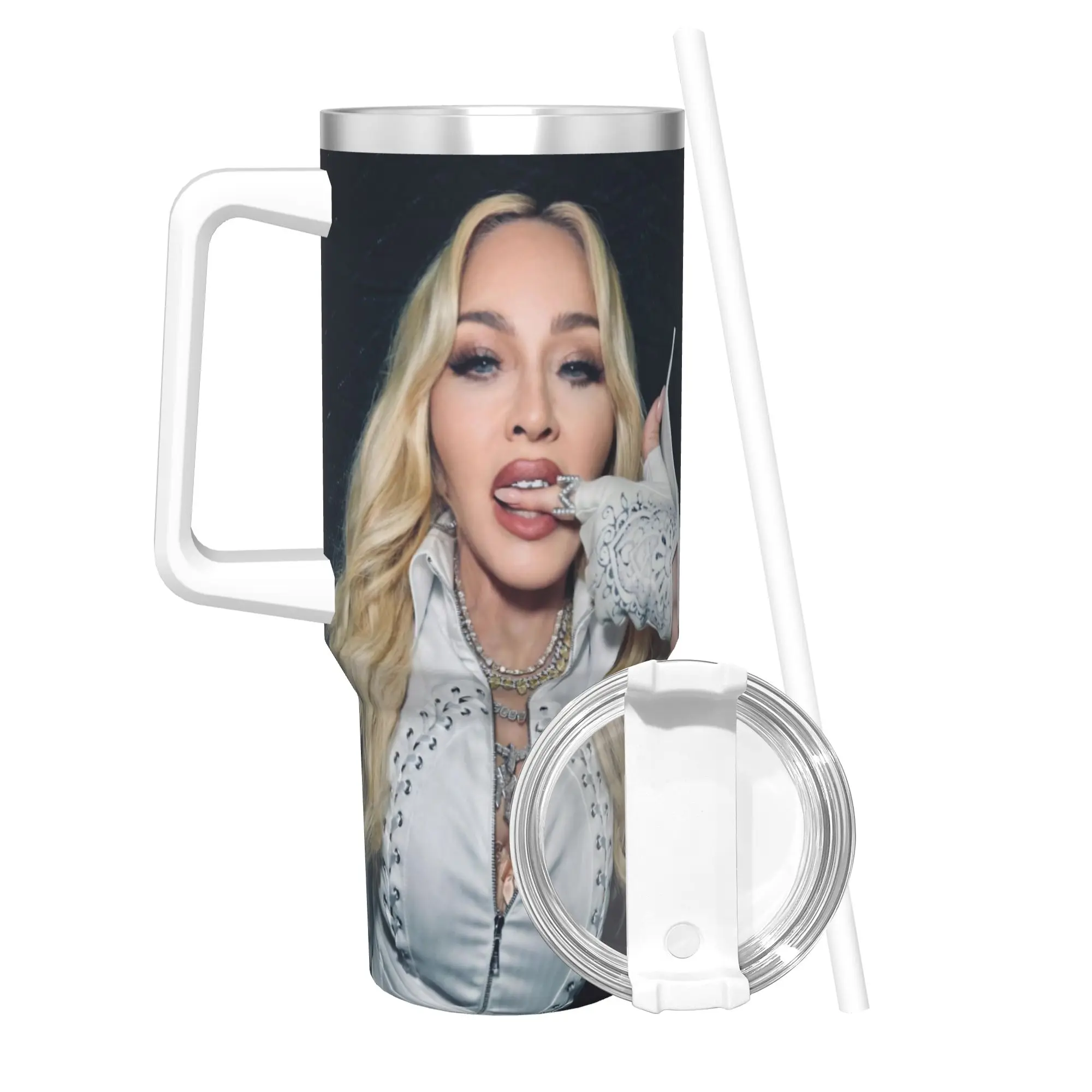 M-Madonnas Confessions II Tumbler With Straw  Stainless Steel Tumblers Cup Double Wall Vacuum Insulated for Cold Or Hot 40oz
