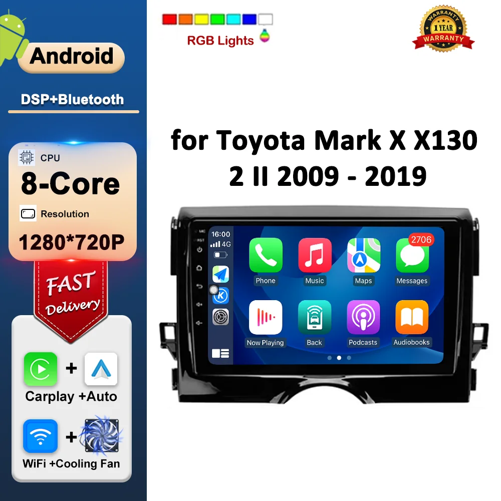 

Android OS Car Radio Multimedia Player for Toyota Mark X X130 2 II 2009 - 2019 GPS Navigation WiFi Bluetooth Auto Accessories