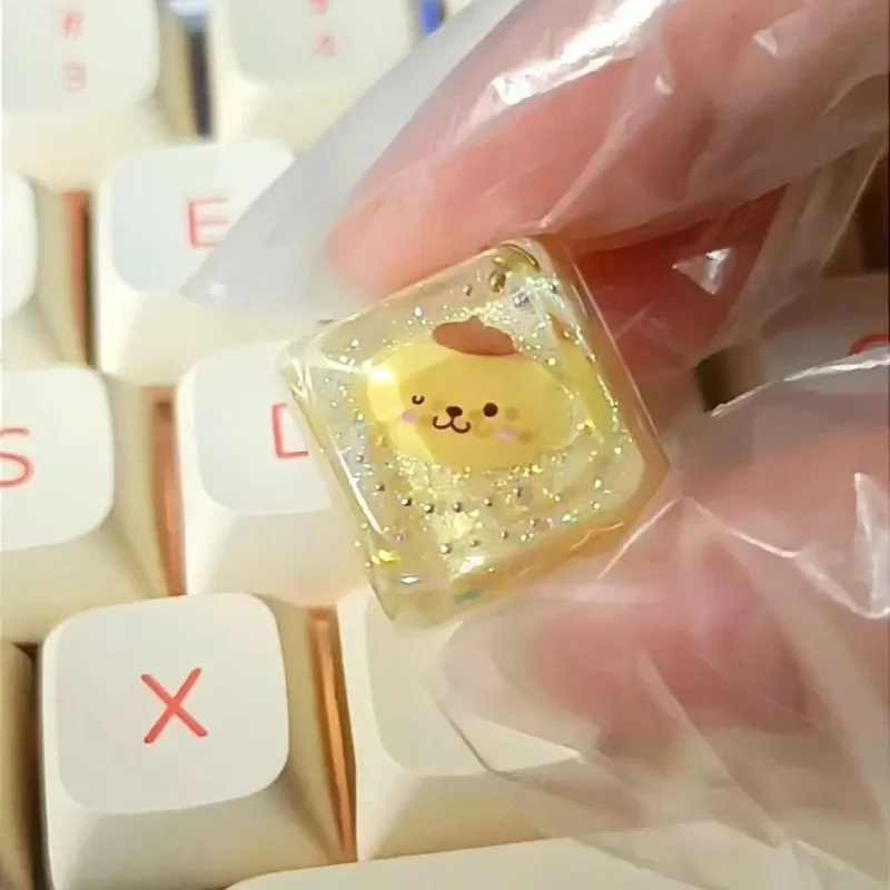 MINISO Kawaii Sanrio Pompomporin Anime Mechanical Keyboard Keycap Delicate Cartoon Festival Birthday Gift