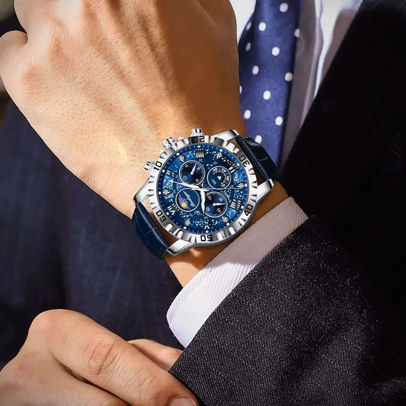 Reloj POEDAGAR de alta calidad para hombre, Reloj de pulsera deportivo de cuarzo para hombre, cronógrafo luminoso resistente al agua, relojes de cuero para hombre, Reloj masculino