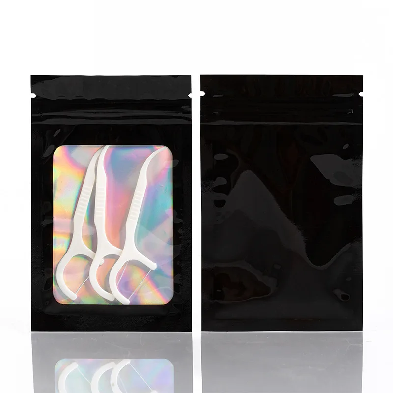 Laser Kleur Ziplock Tas Oogverblindend Glitter Kleine Sieraden Verpakking Afdichting Botzak Holografische Regenboog Aluminiumfolie Tas