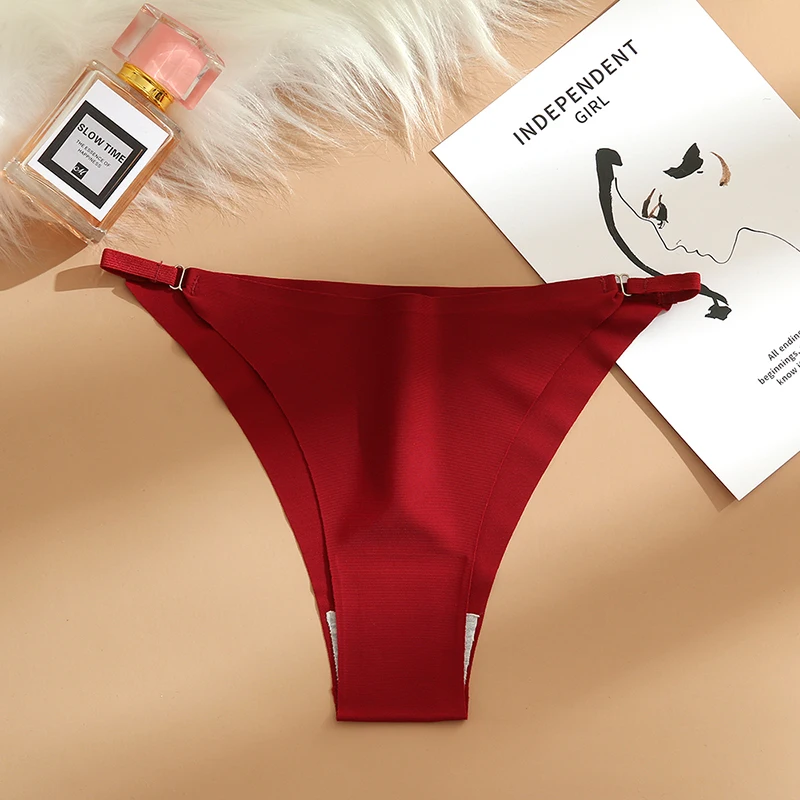 Women's Silk Solid Panties Ladies Comfortable Soft Thongs Female Seamless Underwear Femme Waist Adjustable G-string New Panty