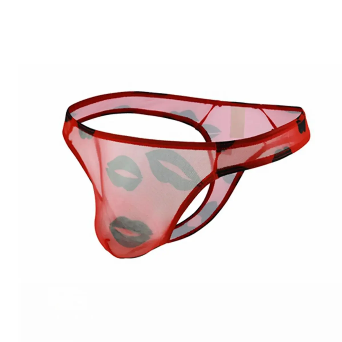 Lip Mesh Sheer T Back Thong for Men Sexy U Convex Pouch G-string Gays Erotic Open Butt Underpant Sissy Ultra-thin Knicker Hombre