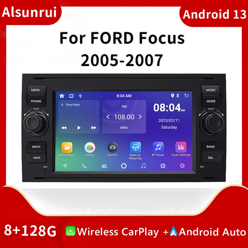 2 din Android 13 Car Screen For Ford Focus 2 Ford Fiesta Mondeo 4 C-Max S-Max Fusion Transit Kuga Multimedia Radio GPSNavigation