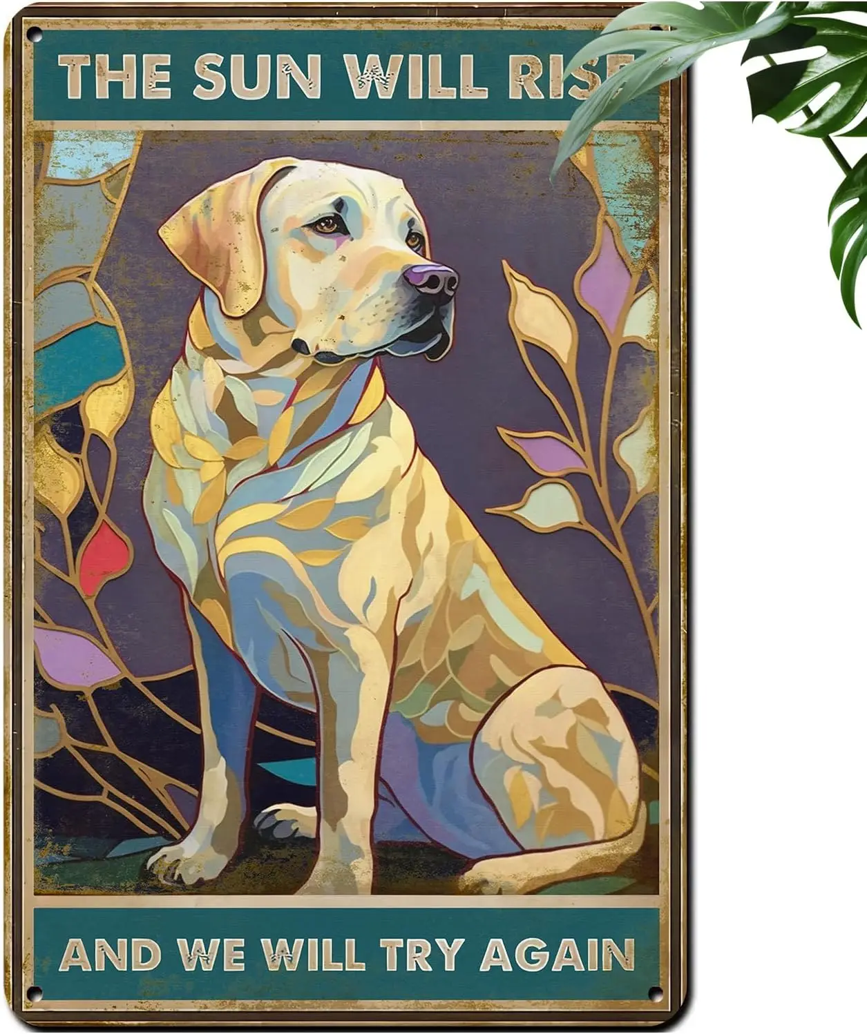 Y1,CEQOLI Yellow Lab Vintage Tin Sign,Funny Animals Wall Decor for Home Cafes Office Store Pubs Club Sign Gift 8x12 Plaque