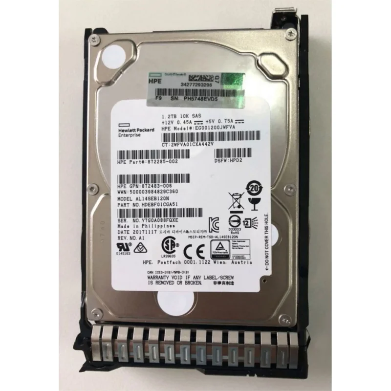 872479-B21 872737-001 872483-006 872737 HEP 1.2TB SAS 10K SFF SC DS 12G 2.5นิ้ว HDD