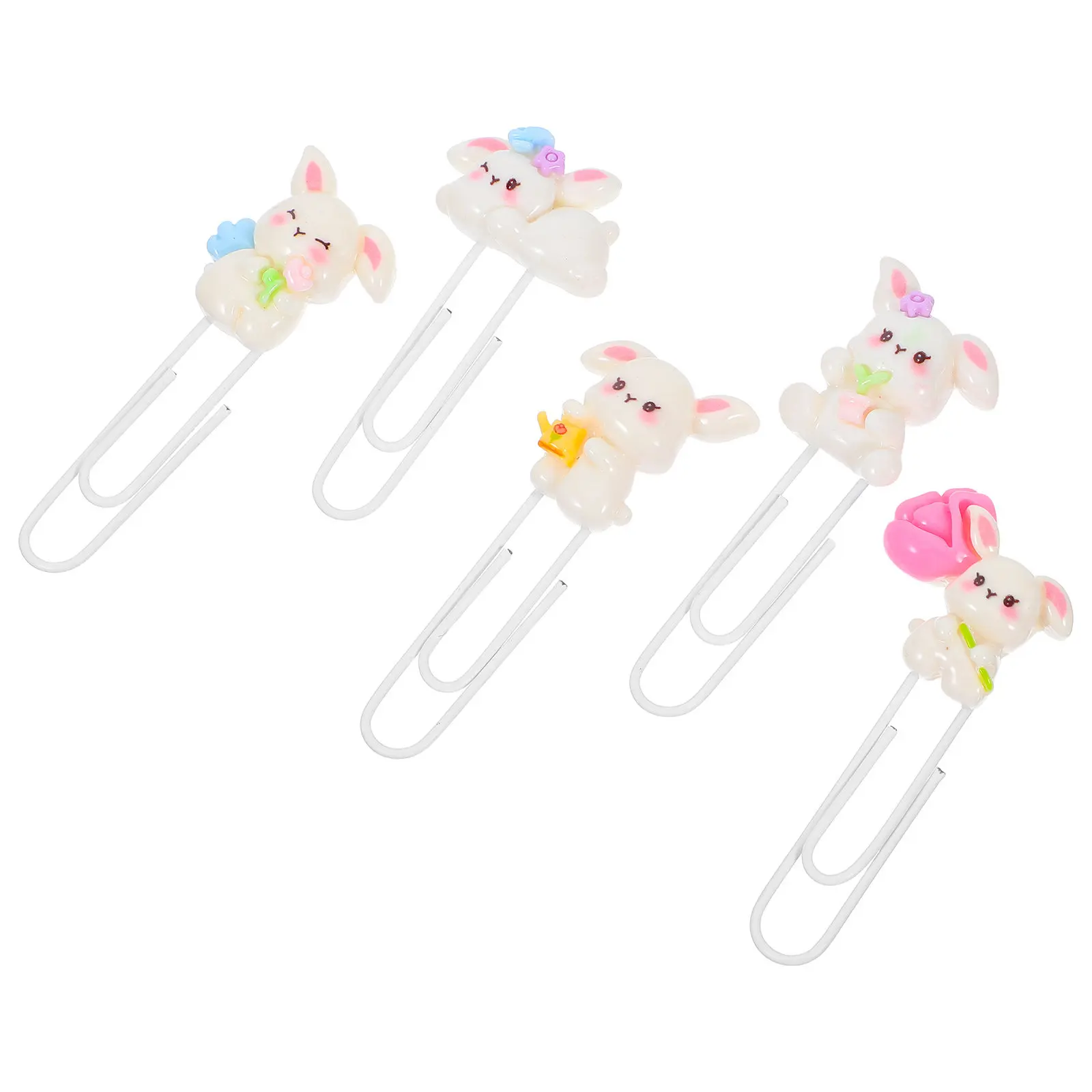 5Pcs Rabbit Shaped Metal Paper Clips Cute Easter Bookmarks for School Office DIY Projects Decorative Document Clips