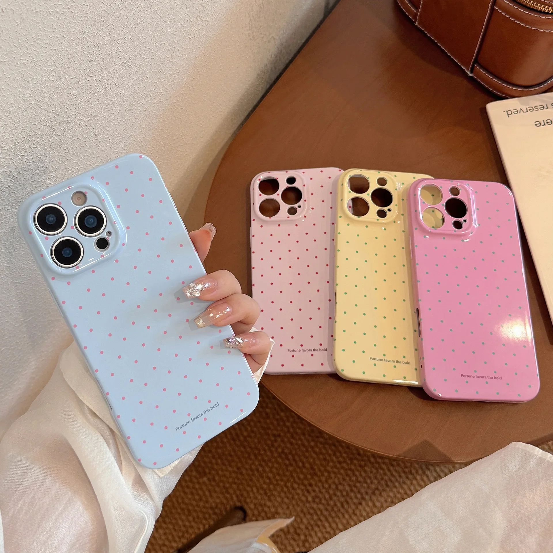 Korean Cute Polka Dot  Phone Case for Samsung Galaxy S20 S21 S22 S23 S24 S25 FE Plus Note20 Ultra 4G