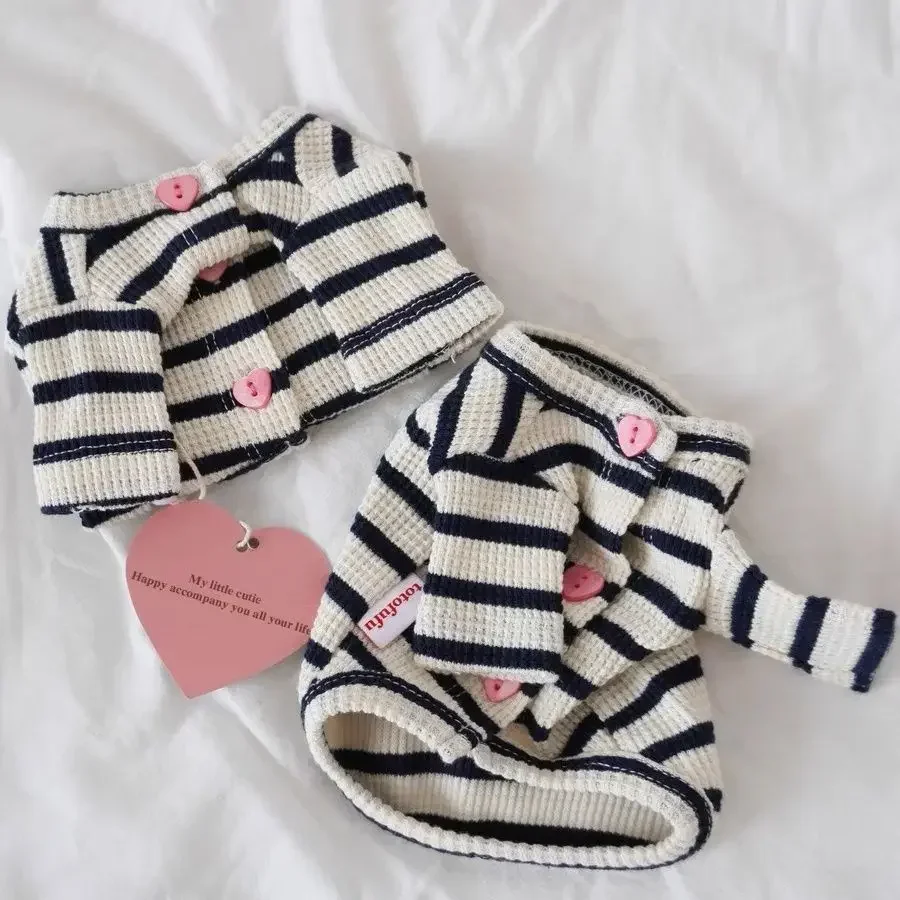 Cute Black and White Stripe Cardigan for Pet Milk Dog T-shirt, Teddy Bears, Shenari Cat Clothes, INS Home Furnishing, Spring, Su