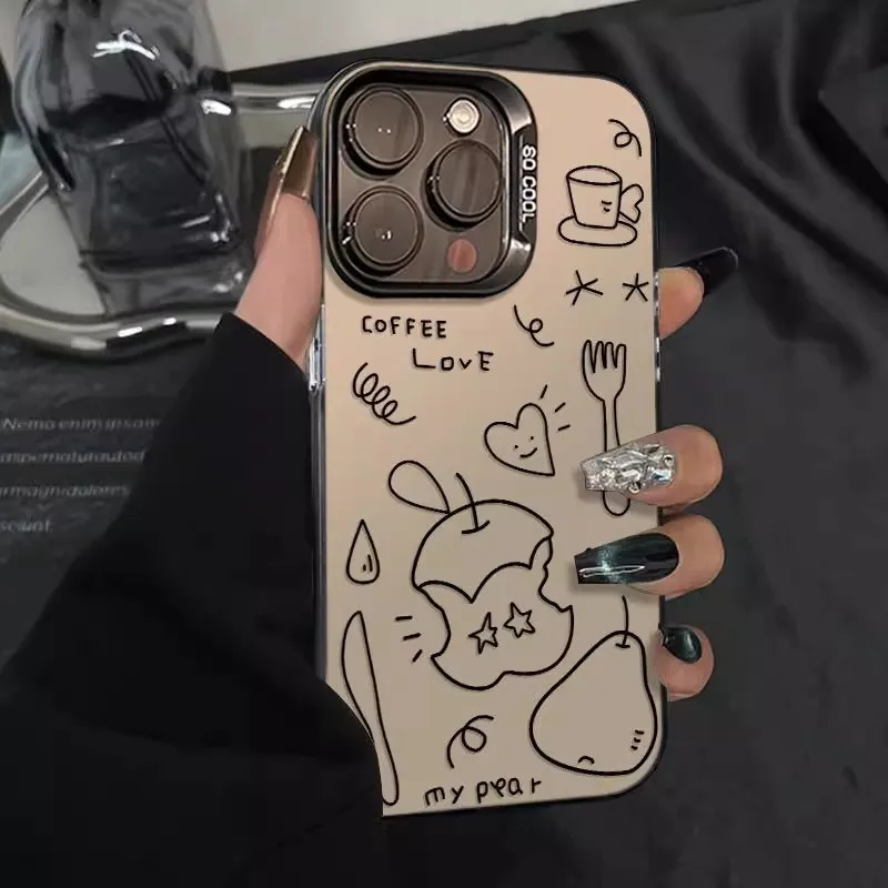 

Full Shell Cool Apple Tableware Phone Case For iPhone17 16 15 14 13 12 11 Pro Max XR XS MAX 7 8 PLUS MINI INS Luxury Matte Cover
