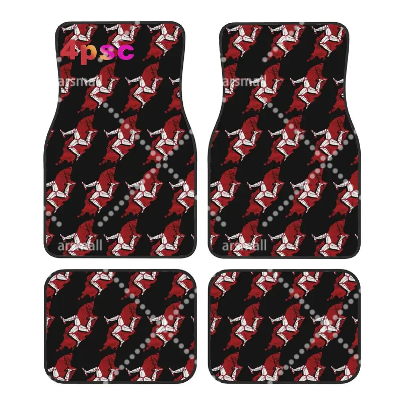 Isle Of Man TT Races Car Floor Mats of 4 Pieces Crystal Velvet Carpets Rugs Universal Car Front Rear Carpets Foot Mats