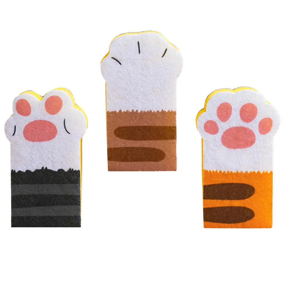 

3 Pcs Cleaning Sponge Kitchen Bath Durable Cartoon Cat Claw Pattern Rich Bubbles Dishwasher Gadgets Premium Material