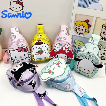 Bolsa de Ombro Sanrio Hello Kitty Kuromi Figura Anime, Sacos Peito, Mochila Cinnamoroll, Bolsa Crossbody dos desenhos animados, Presente Padrão Bonito