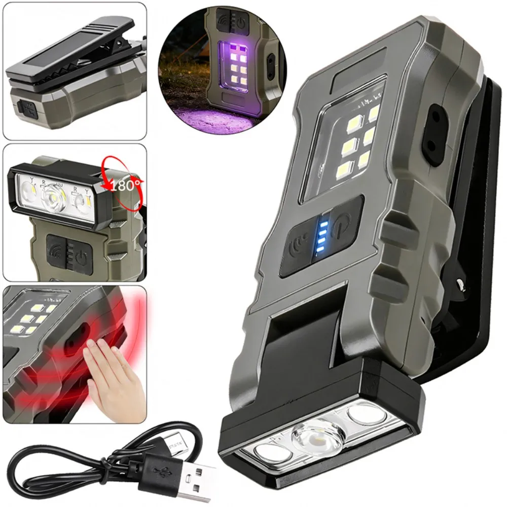 High Power LED Flashlight–Tactical Rechargeable Dual Light Source with 7 Modes,Clip On Magnetic Hanging EDC Light for Hat Campin