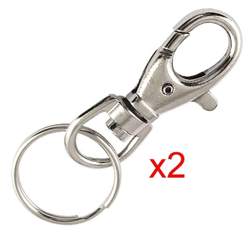 Silver Tone Metal Trigger Lobster Clasp Key Chain Keyring 2 Pcs-A62I