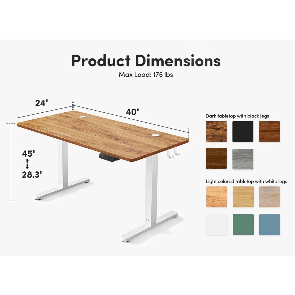 Electric Standing , 40 x 24 Inches Height Adjustable Stand up , Sit Stand Home Office , Computer Desk, Light Rustic