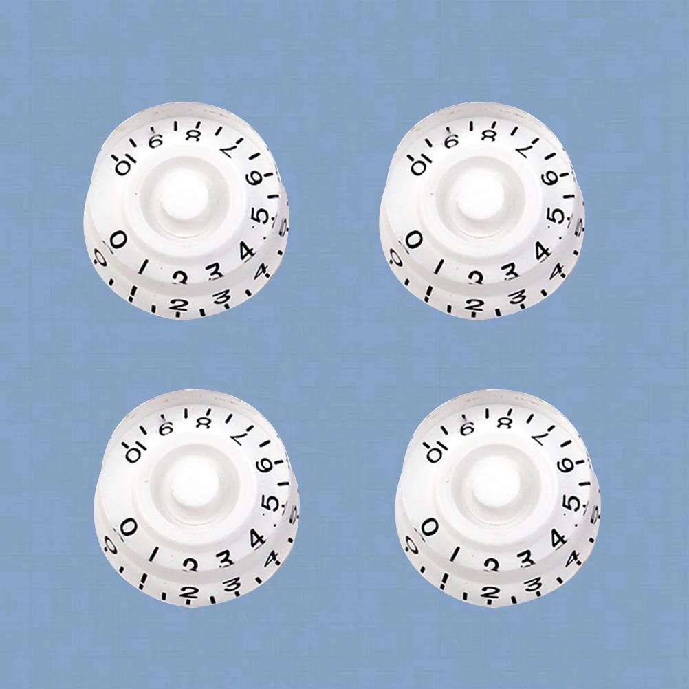 

4 PCS/ Large Circle Knob Volume Black Letter Guitar and Tone Knobs White Electric