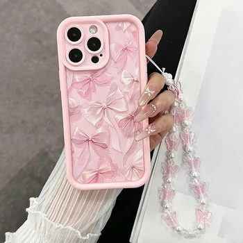Pink Bow Pattern Silicone Phone Case For iPhone 16 17 18 Pro Max 15 14 13 12 11 Pro Max…