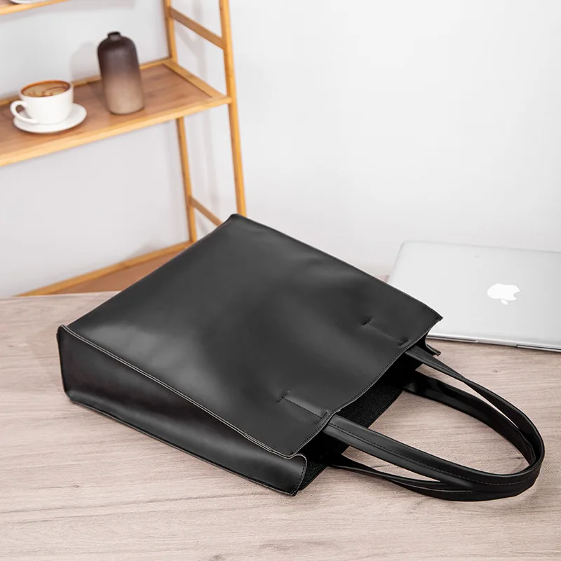 Borsa da uomo in pelle pu casual da strada con tracolla verticale di grande capacità, borsa da lavoro