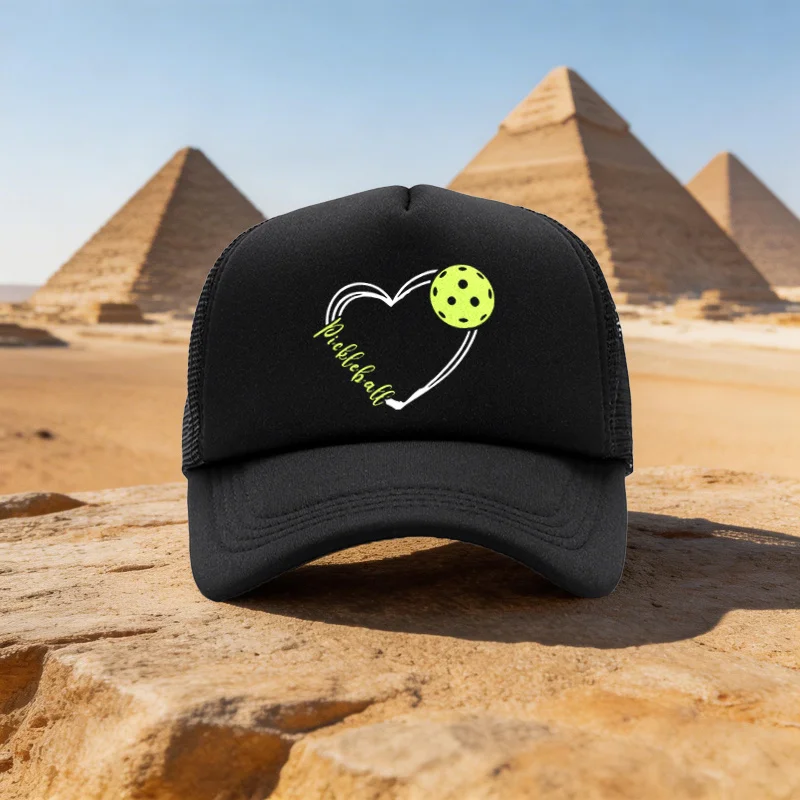 2026 All-Season Unisex Lightweight Mesh Baseball Cap with Heart-Shaped Flying Disc Sports Pattern, Outdoor Individual Style Duck