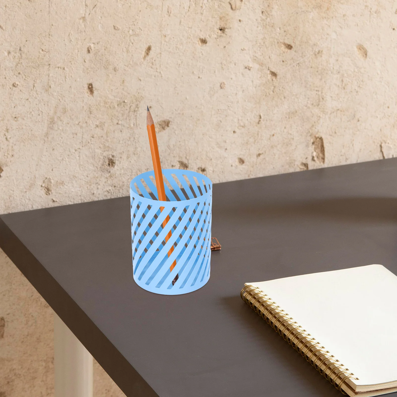 

Round Pen Container Makeup Brush Holder Desk Organizer Desktop Supplies Blue Holders