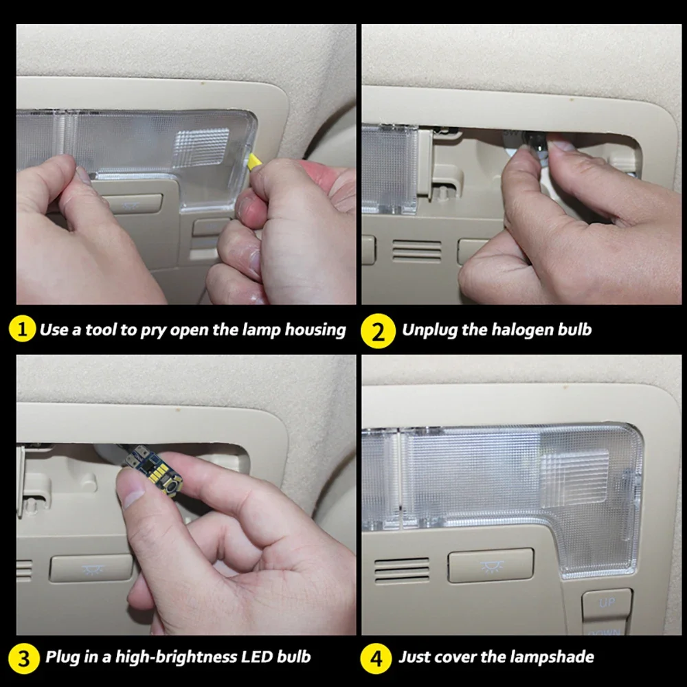 مصابيح السقف الداخلي Canbus لتويوتا كورولا AE110 E110 E11 1996 1997 1998 1999 2000 2001 سيارة LED الداخلية خريطة إضاءة صندوق السيارة عدة #6