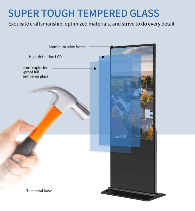 Gids Android Mediaspeler Inches HD LCD Digital Signage Reclame Touchscreen Marktpoort