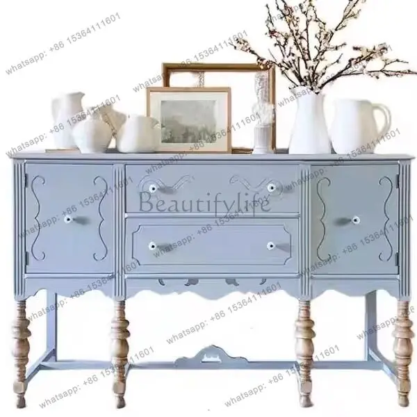 

French solid wood porch cabinet neoclassical entry solid wood carving dining side cabinet