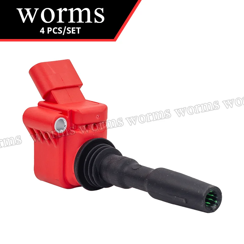 Worms Racing Ignition Coil Upgrade 4Pcs For VW GOLF AUDI A3 Skoda Seat EA211 1.0L 1.2L 1.4T 04E905110L 점화코일