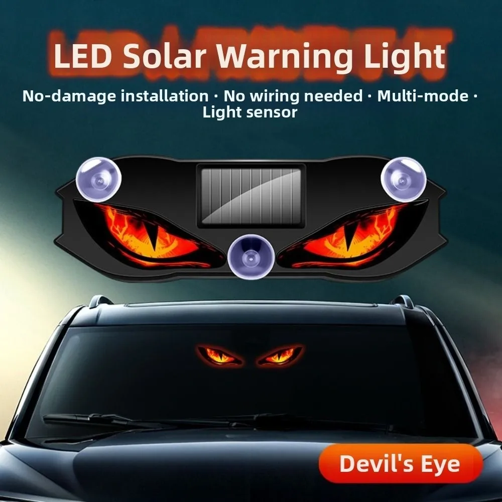 Creative Car Demon Eye Light Cool Suction Cup Installation Solar Warning Light Flashing Safety Car Atmosphere Light Universal