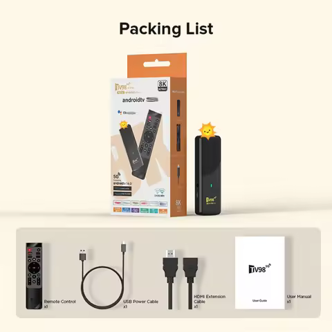 2025 New TV 98 ATV STIC Bluetooth 5.0 Set-Top Box 4K HD Voice Dual 5G WIFI Android 14 Network Media Player TV Box