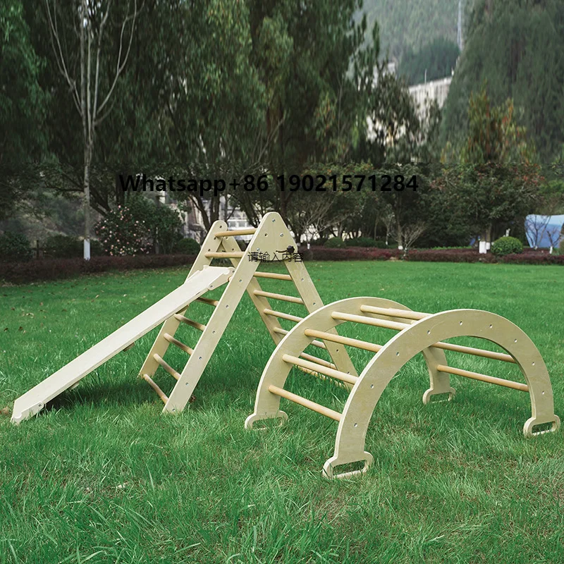 

Climbing Toys for Toddlers Triangle Gym Montessori Foldable Climber With Ramp Triangle Ladder and Climber Wooden Baby Toy